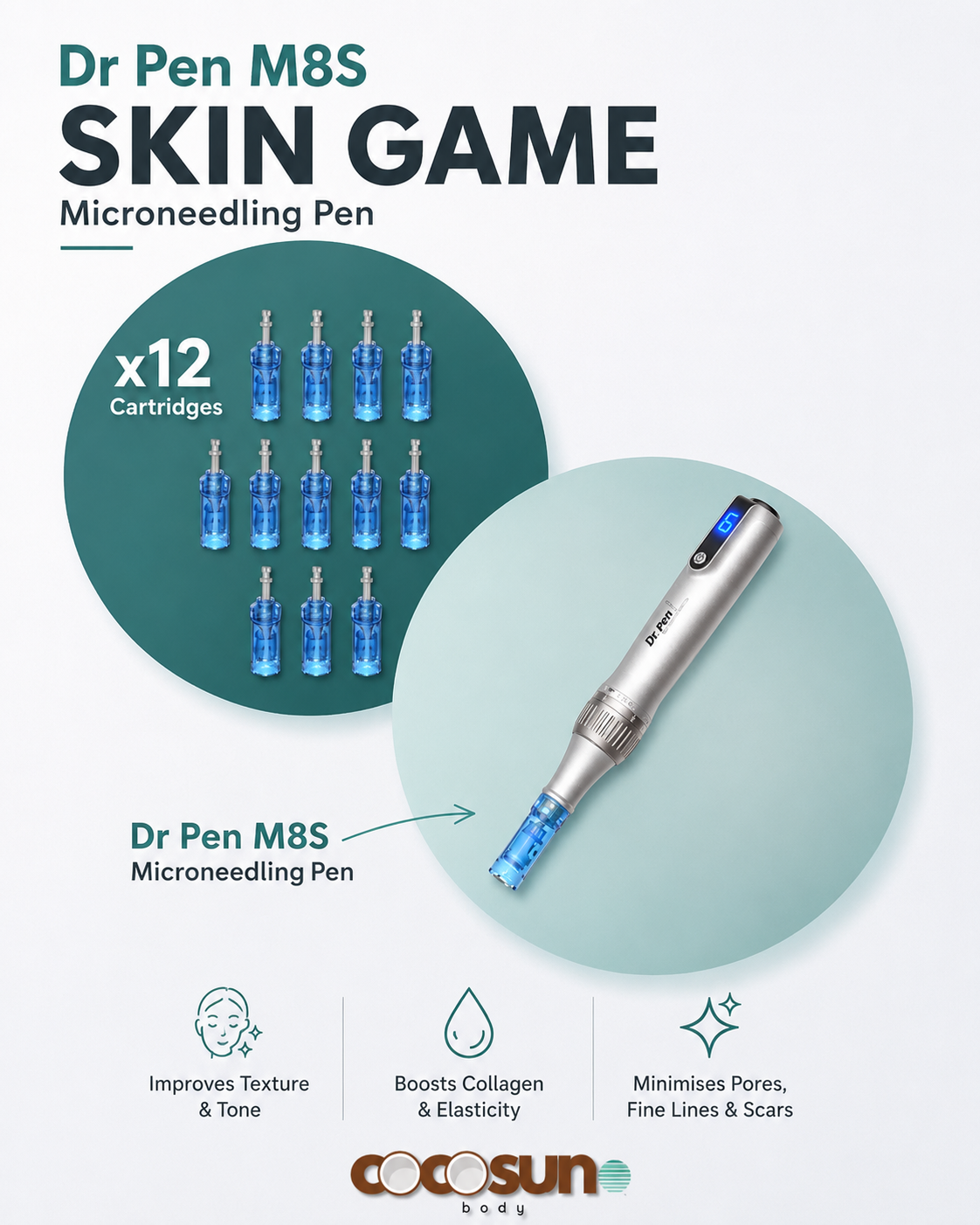 Dr Pen M8S Microneedling Pen & 10 Replacement Cartridges