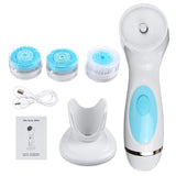 USB Rechargeable Electric Facial Cleansing Brush 2 Modes Skin Cleaner Beauty Care W/ 3 Head