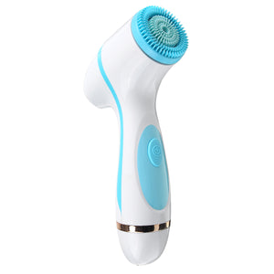 USB Rechargeable Electric Facial Cleansing Brush 2 Modes Skin Cleaner Beauty Care W/ 3 Head